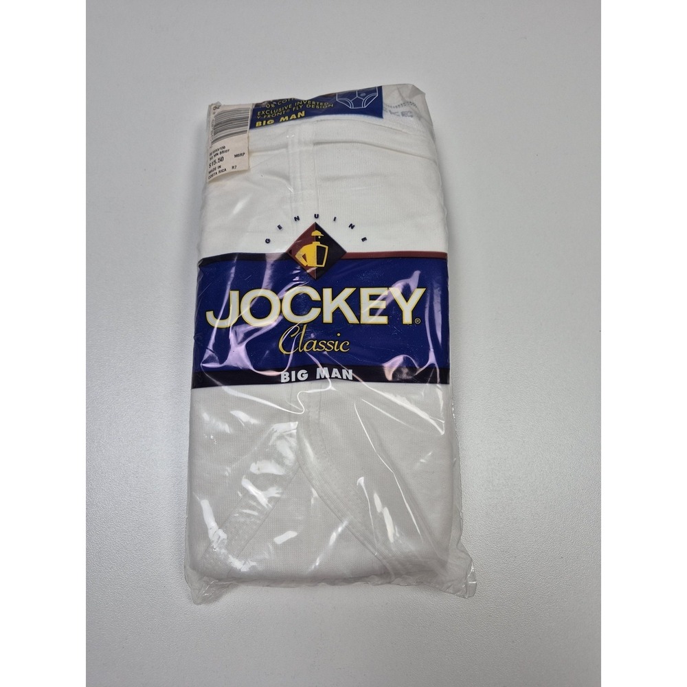 VTG Jockey Briefs Mens 52 White Classic Big Man 2 Pack Cotton Y-Front Vintage